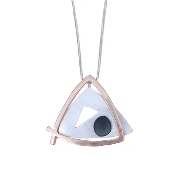 TongLing necklace women custom alloy two tone triangle triangular pendant long necklace