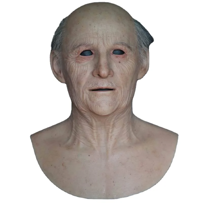 Silicone Realistic Face Mask Silicone Old Man Mask Male Disguise Halloween Cosplay Fancy Dress Head Rubber Party Costumes Props