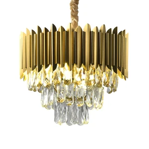 Hotel Interior Lighting Manufacturer Luxury Large K9 Brushed Gold Chandeliers