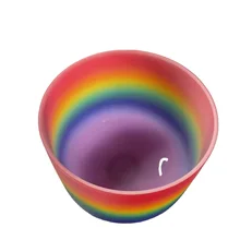 6"-14" Color Rainbow Quartz Singing Bowls in Note CDEFGAB Body Chakra Crystal Bowls