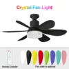 Ventilateur de plafond avec lumière - noir - abat-jour en cristal