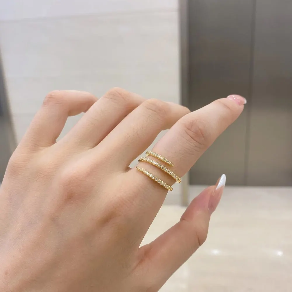 S925 Sterling Silver Niche Ins Fashion Light Luxury Rattan Wrap Women's Snake-Shaped Ring Lab Diamond Silver Fine