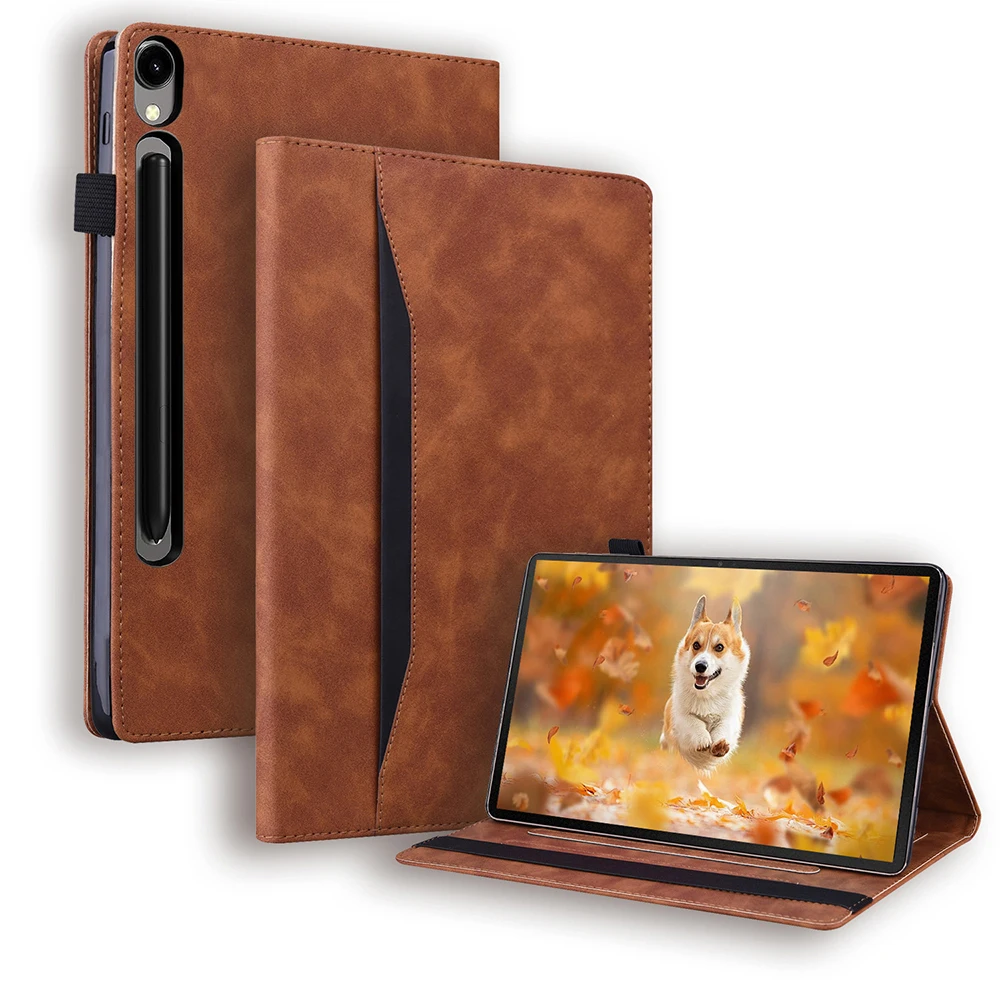 Laudtec フリップケース サムスン Tab S10FE+ タブレット用プロテクティブケース A9+11 フロsted コントラストカラー カードホルダー レザーカバー