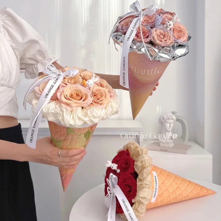 Ice Cream Bouquet Paper Cone Flower Wrapping Paper Gift - Temu