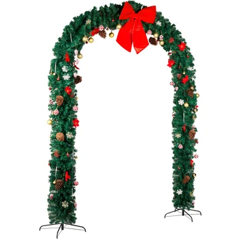 240*40*265cm PVC Christmas Arch with Ornaments Holiday Arch Decoration Green