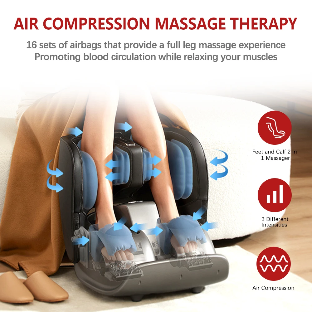 Electric Wireless Air Compression Heating Vibration Massage Leg Foot Calf Knee Massage Foot Massager Machine