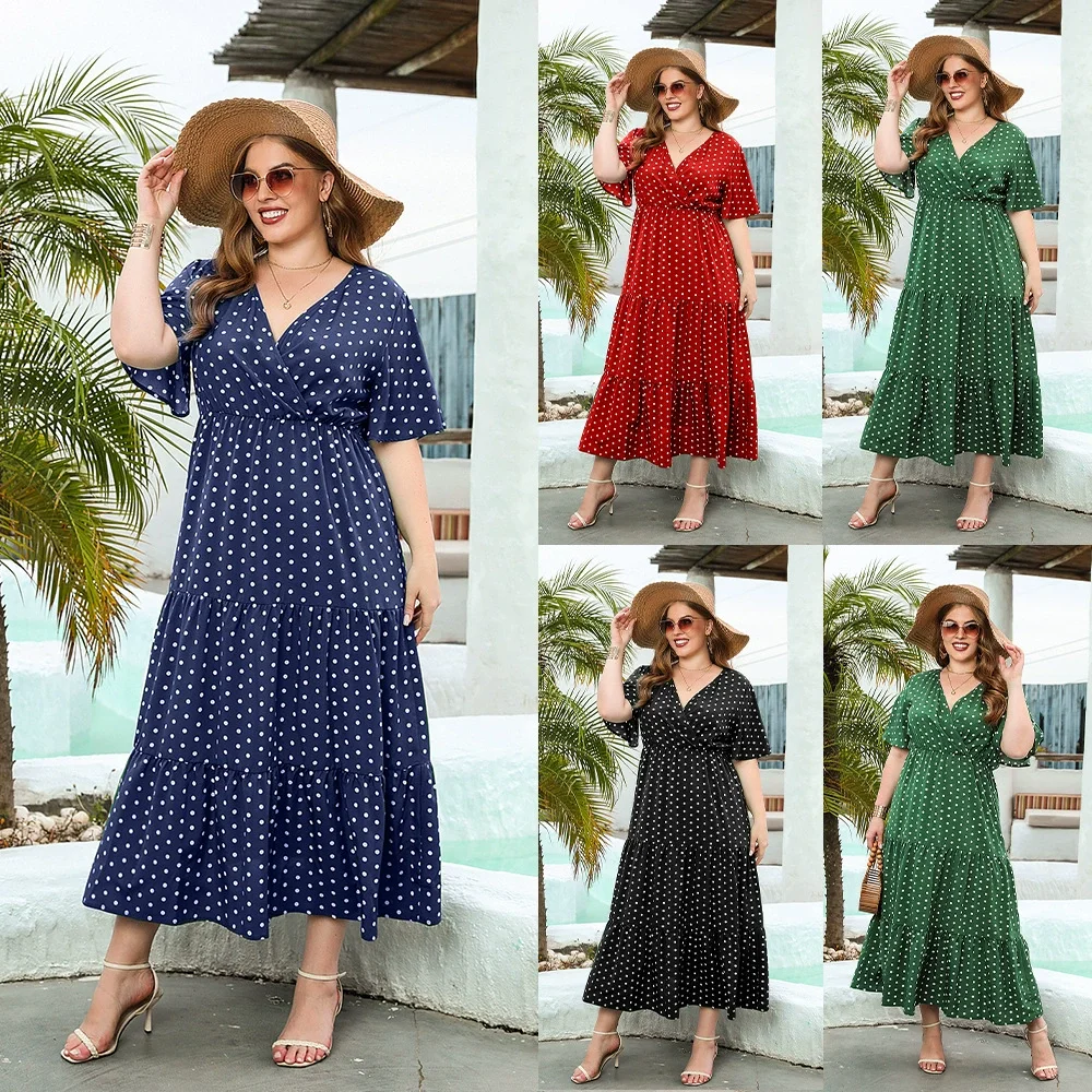 best summer dresses for short fat ladies A329 Elegant Plus Size Sleeve Long Dress Digital Printed A-line Women Leisure And Elegance Dress Loose AUDRAY