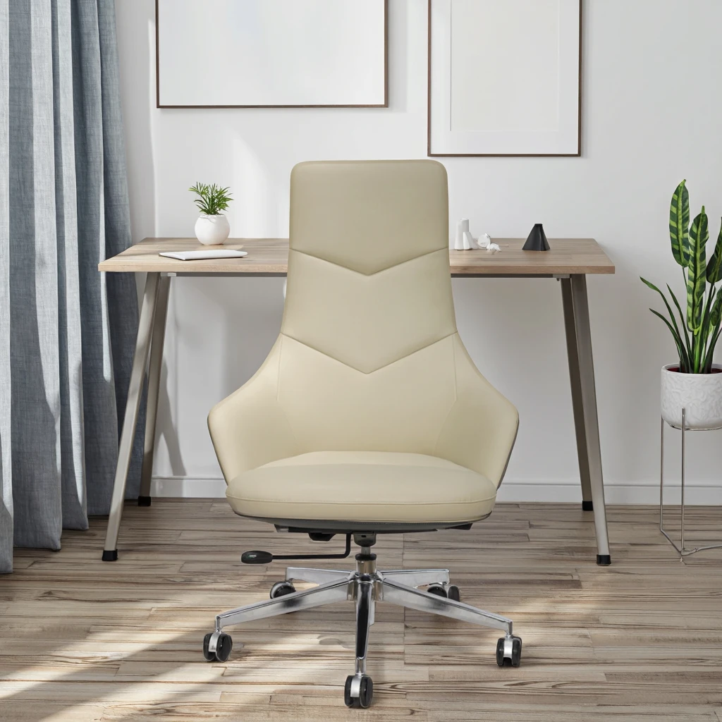 Economy Class Basic Leather Modern Ergonomic Adjustable Height Office Chair 4