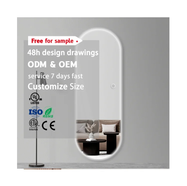 OEM/ODM Manufacturers LED Bedroom Full Body Wall Hanging Long Full Length Body LED Lighted Mirror
