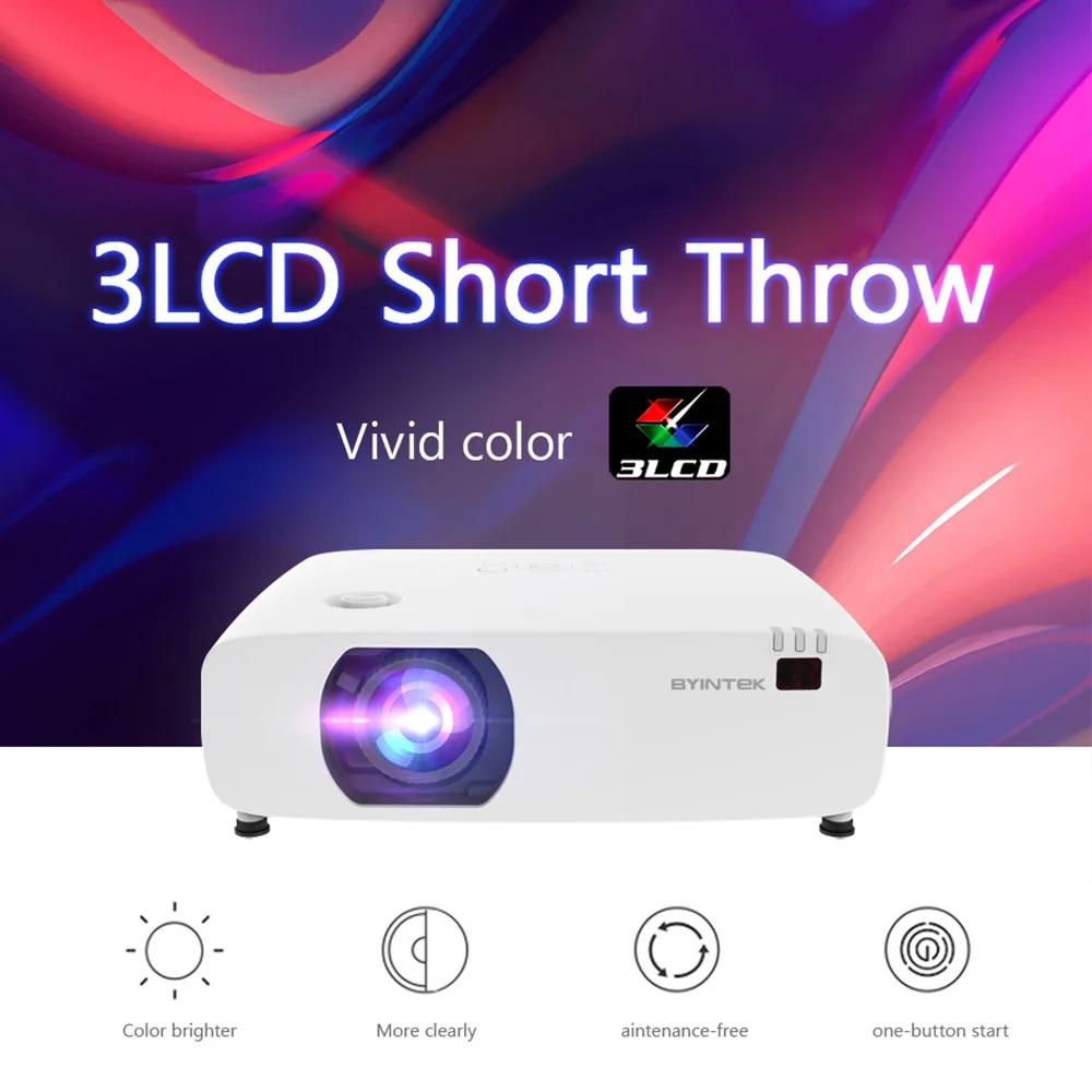BYINTEK Wireless Conference Projector 5200 ANSI LU800-W Connect Projector Wirelessly 3LCD Vertical Displacement Laser Projector