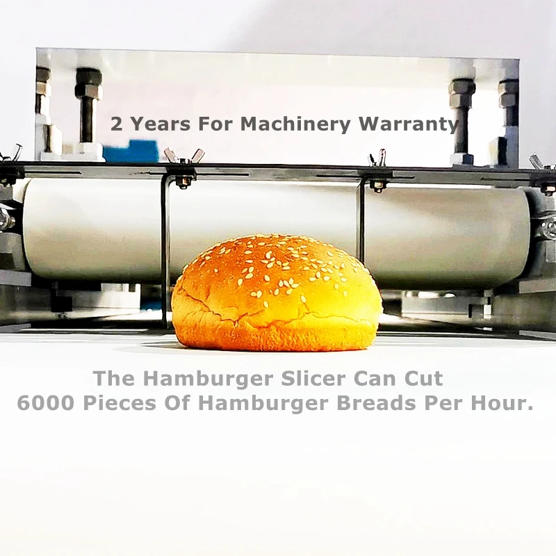 6000pcs/Hour Automatic Hamburger Slicer Machine Stainless Steel Bun Slicer Imported Blade Flat Cutting Low Waste Bakery Use High