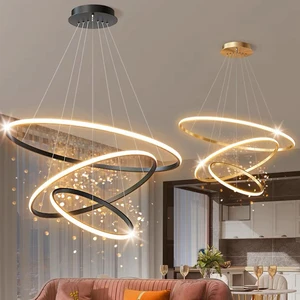 Pendant Lamp Villa Chandelier Nordic Modern Led Luxury Chandelier Acrylic Circle Linea Ceiling Round Modern Led Pendant Light