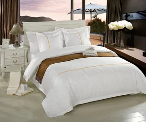 China Factory of  Luxury Jacquard 100% Cotton Comfortable Bedroom Sheets White Hotel Bedding Set