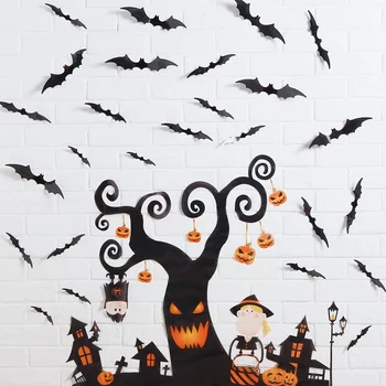Halloween Party Supplies PVC Scary Bats Decal Wall Sticker Halloween Home Window Decoration Stickers