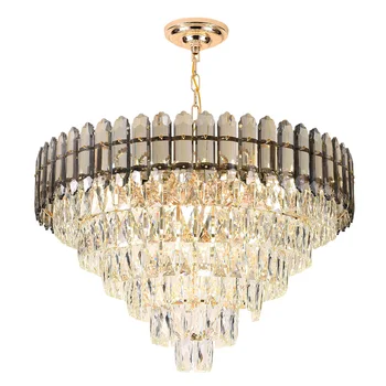 Luxury modern hotel crystal chandelier match wall lamp round glass living room decoration pendant light