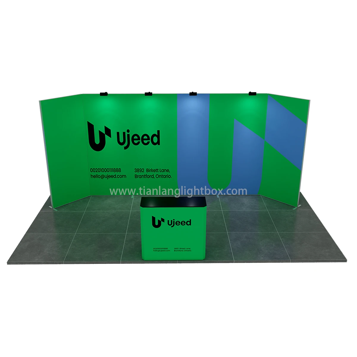 TianLang Large U shape 10x20 trade show booth stands to show products modular portable aluminum frames exhibition displays.