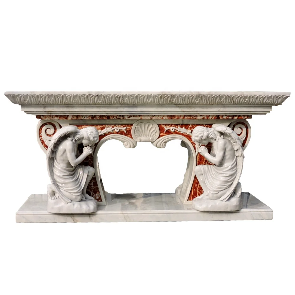 Custom Religious Church Hand Carved Marble Niche With Statue