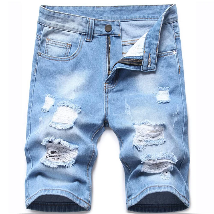 Best Quality Men's Denim Shorts Distressed Summer Slim Fit Fashion Ripped Casual Short Jeans for Men gallery 6