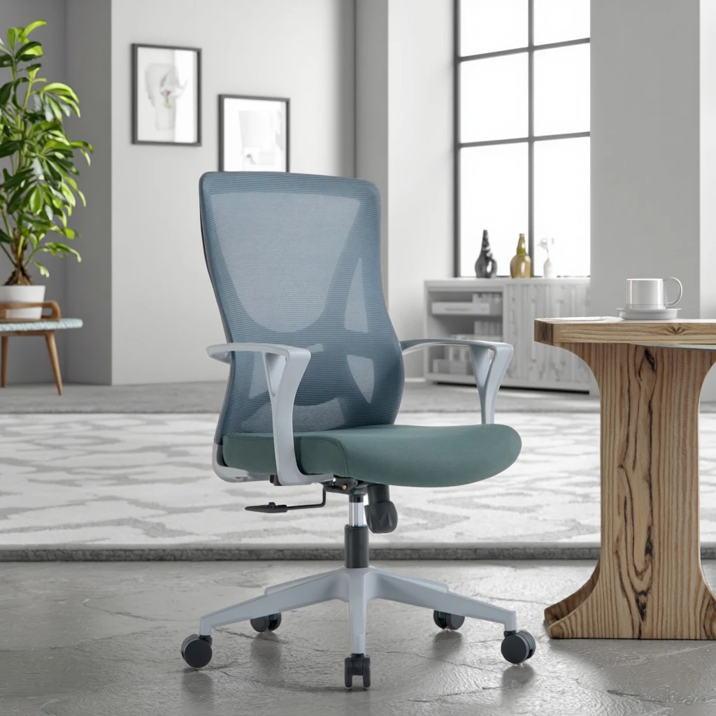 Simplified Wingback Chair Eco Material Reinforced Back Mesh Support Cost-Effective Seating Solution 4