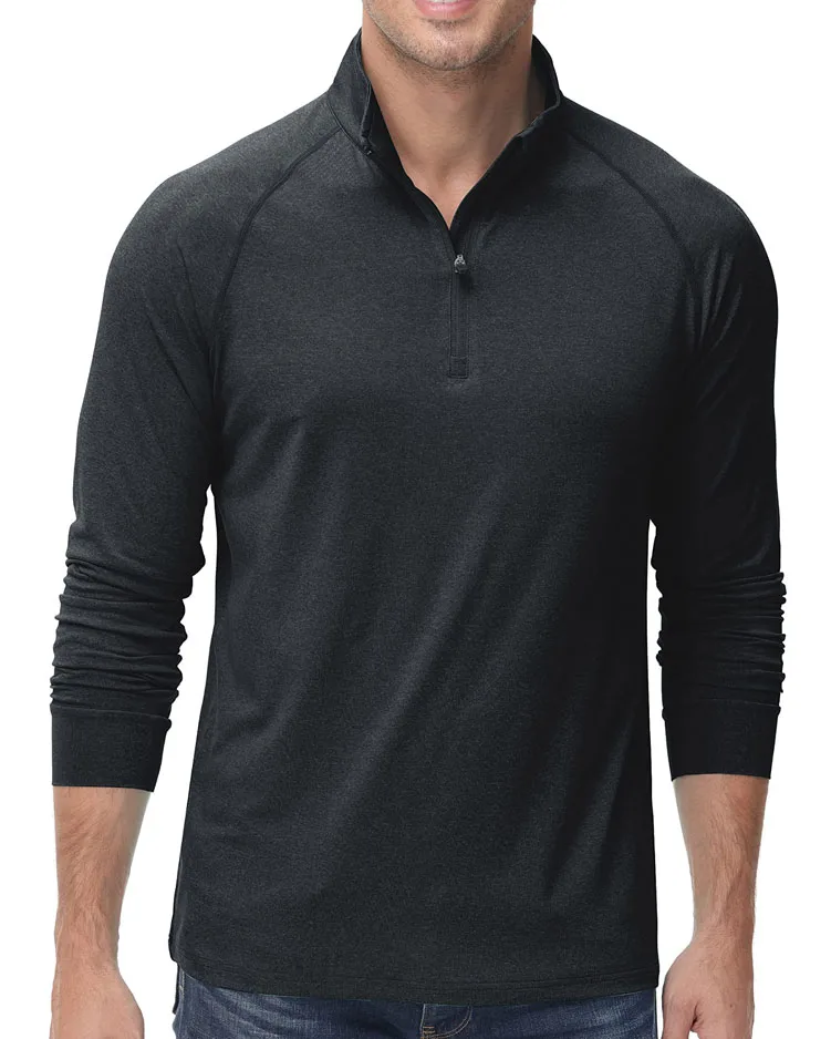 Custom LOGO UPF50+ Sun Protection 1/4 Zip Pullovers Mens Long Sleeve POLO Shirt High Quality Running
