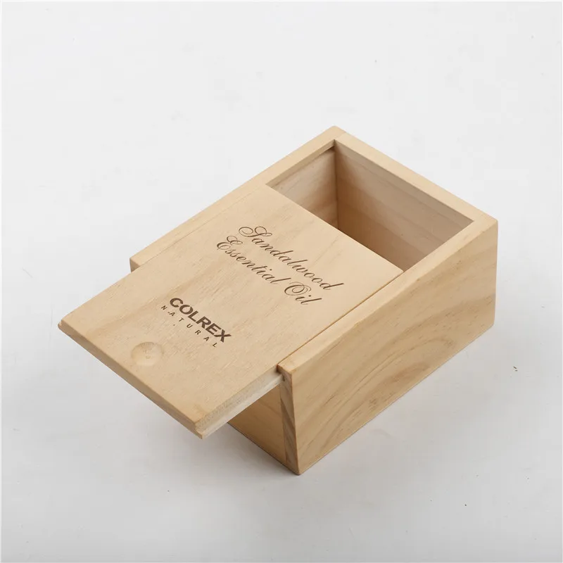Unfinished Solid Wooden Box With Wood Sliding Lid Packaging Gift