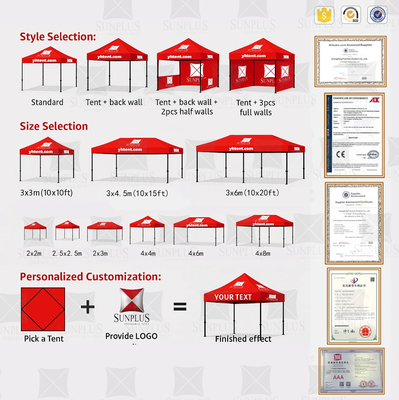Custom Pop up Canopy Tent Folding Gazebo Oxford Fabric Trade Show Tent - Garden Shade Pavilion, Event Shelter, Outdoor Canopie