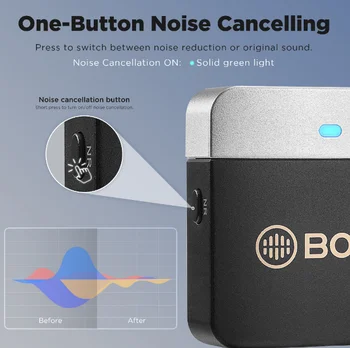 BOYA BY-M1V Best Facebook Live Stream Wireless Lapel Microphone ANC Active Noise Cancellation for Vlog Content Creators Podcast product image