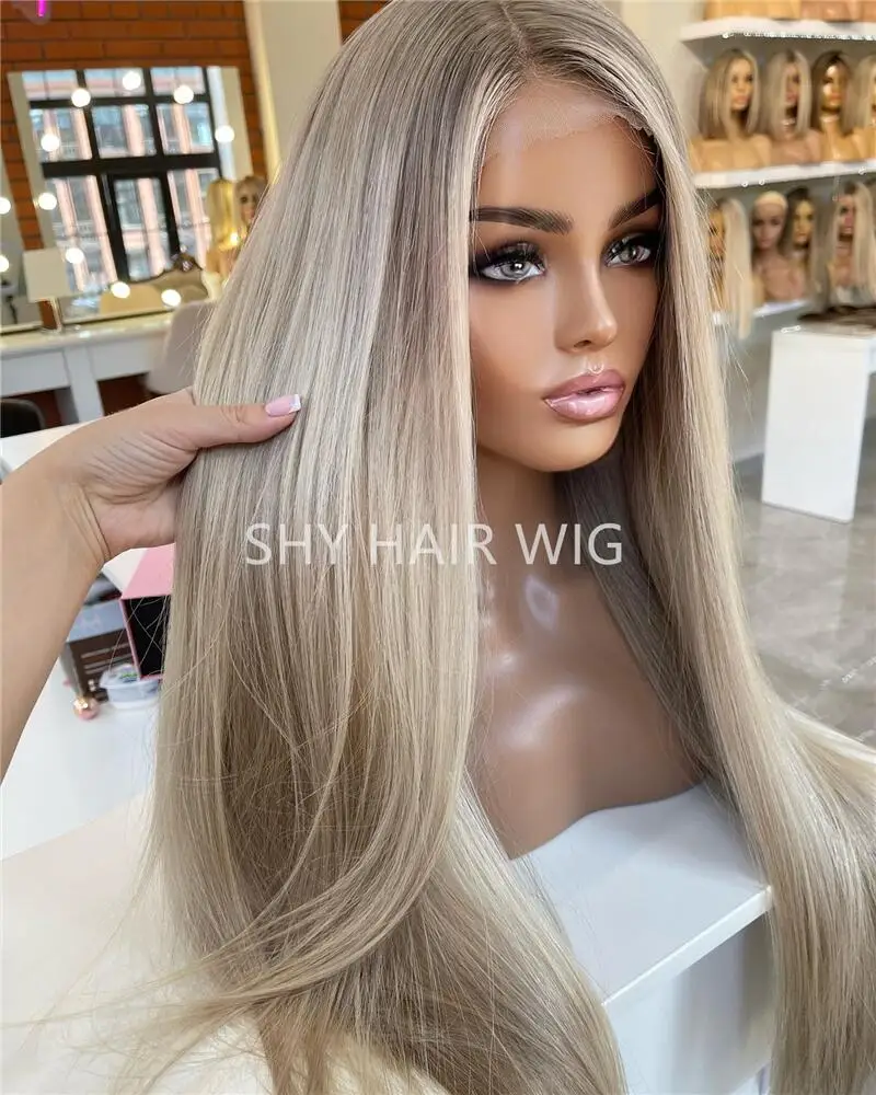 Peruvian Lace Front Wigs Natural Blonde Full Lace Human Hair Wig For High Level White Women 