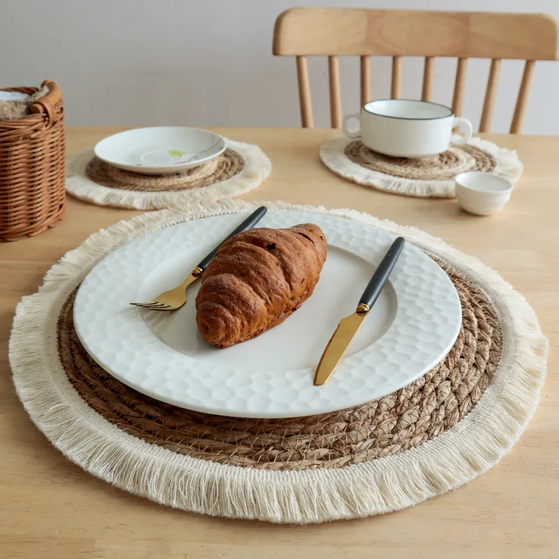 Tabletex Natural Type Water Hyacinth Placemat Cotton Tassel Handmade ...