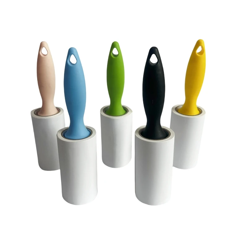 Custom Large Plastic and Wooden Handle Cat Mite Removal Travel Sticky Lint Brush Ball Roller Manual Style