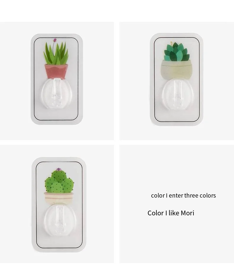 Creative new plant pattern adhesive novelty hooks no punch sticky novelty hooks Kitchen wall tile strong paste no trace novelty hooks factory