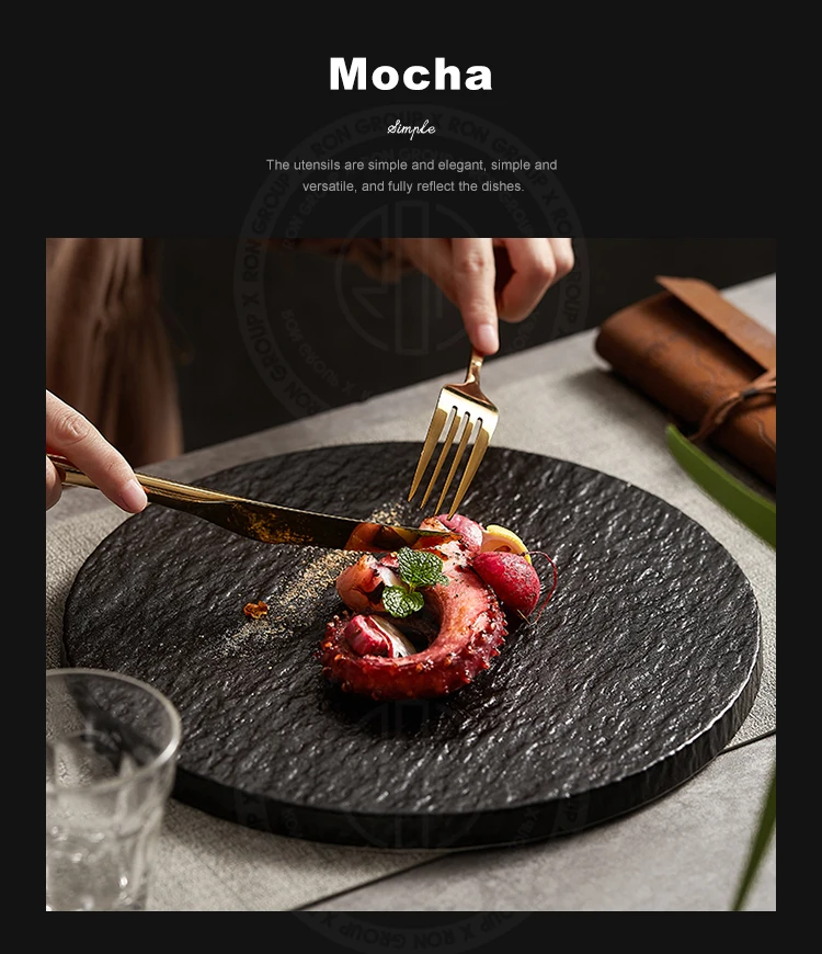 Modern Style Minimalism Round Porcelain Dining Plate Set French Appetizer Snack Steak Plates For Restaurant
