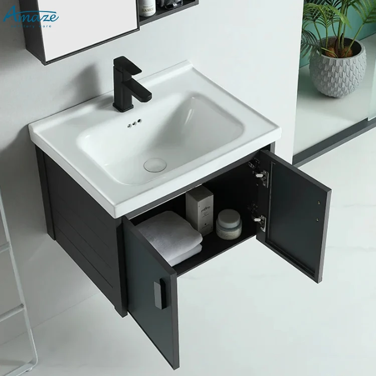 Modern balcony simple wall-mounted new design aluminum bathroom sink vanity mirror cabinet