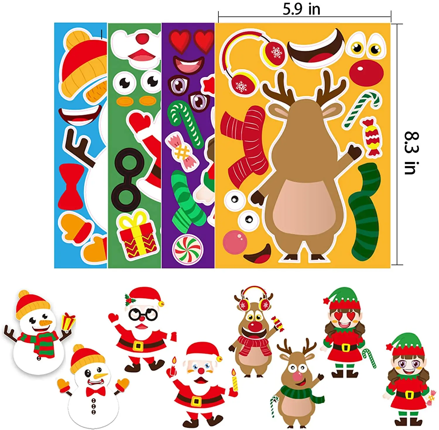 30 Sheets Christmas Stickers for Kids, Christmas Make a Face Holiday  Stickers for Kids Boys Girls, Santa Snowman Reindeer Sticker for Christmas  Party Favors, Party Games, Christmas Decor, Xmas Gift 