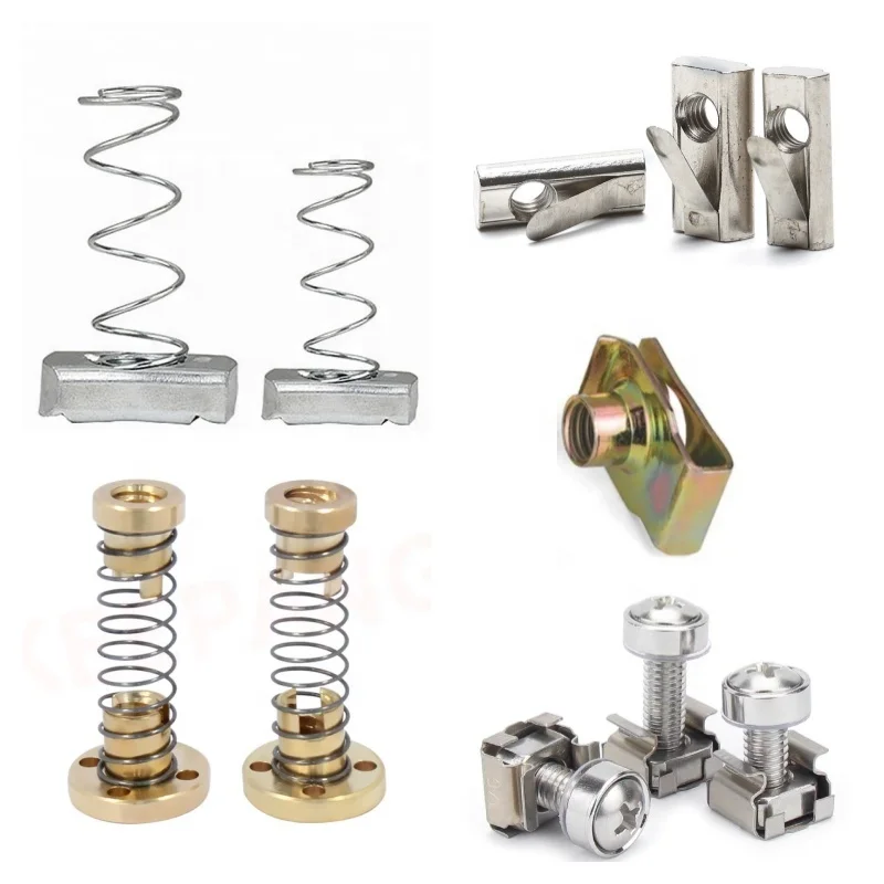 3030 4040 4545 Spring Loaded Ball Roll in T-slot Cable Tray Elastic Nut Roll Ball Spring Nuts for C-shaped Steel