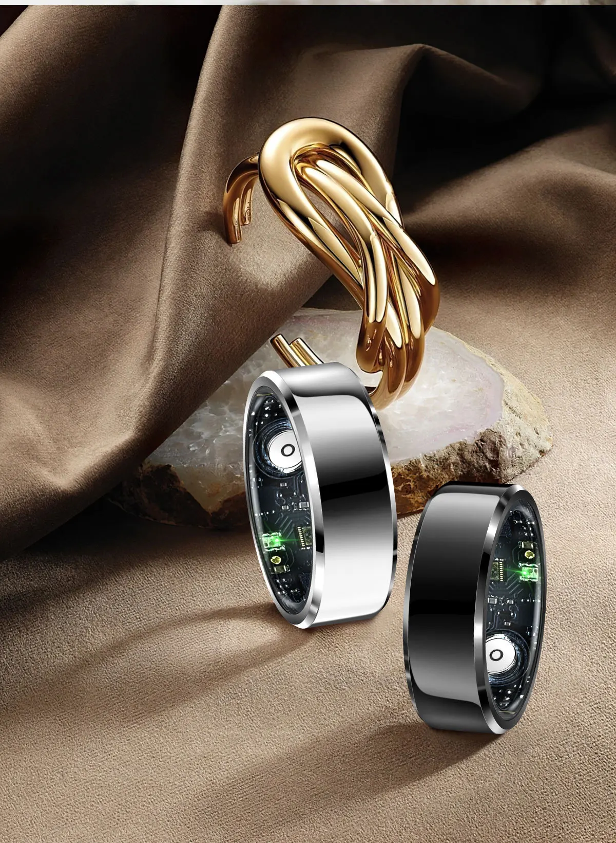 Pachira Smart Ring, Fitness & Sleep Tracker, Heart Rate & SpO2 Monitor, Waterproof, Long Battery Life, Women & Men Health Ring, IOS & Android Compatible, Remote Camera Control, Find Ring Black,Size 10 - View #3