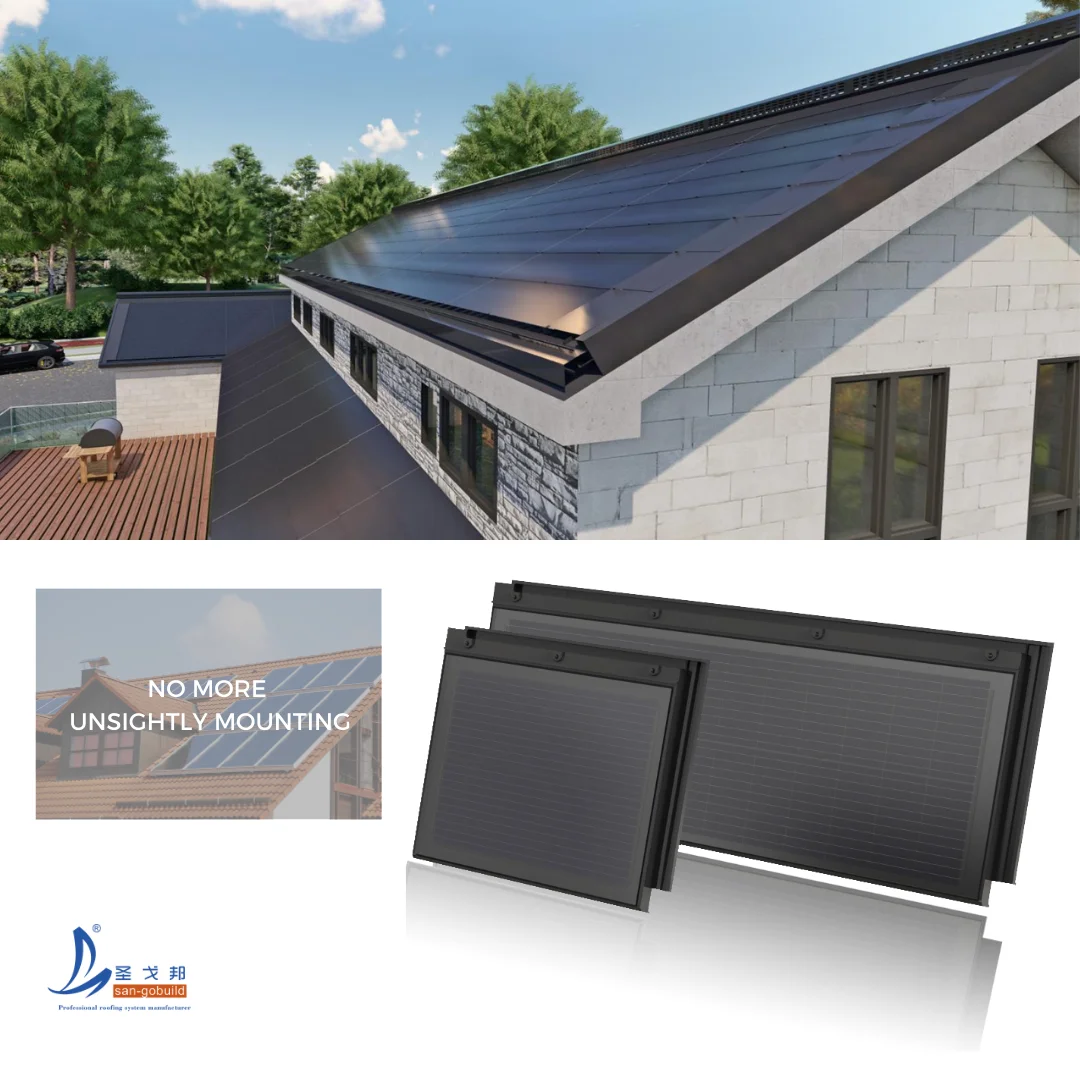 Sangobuild Roof Integrated Solar Roof Tile for Home Roof Generate Electricity for Supermarket Commercial Mall Industrial Use