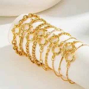 Multi-style Jewelry Geometric Pattern Stainless Steel Bracelet Twist Chain Bubble Buckle Women Bracelets