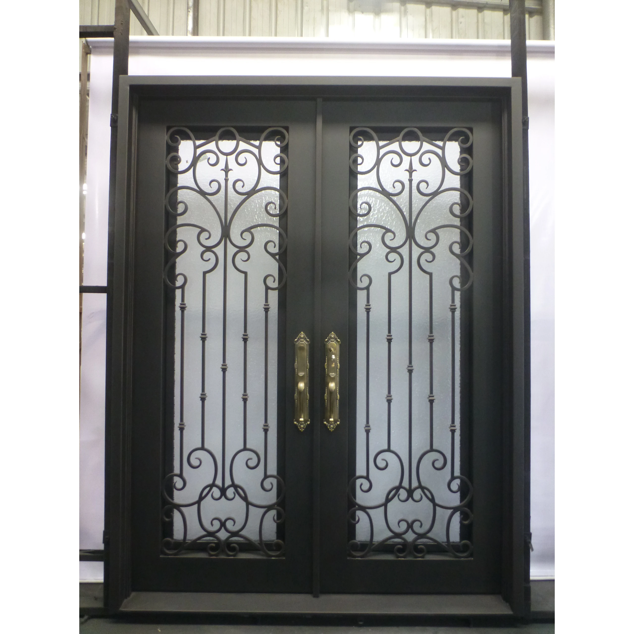 36 X 80 Exterior Door Wrought Iron Doors Mexico With Glass Window and Out Door Wall Lights