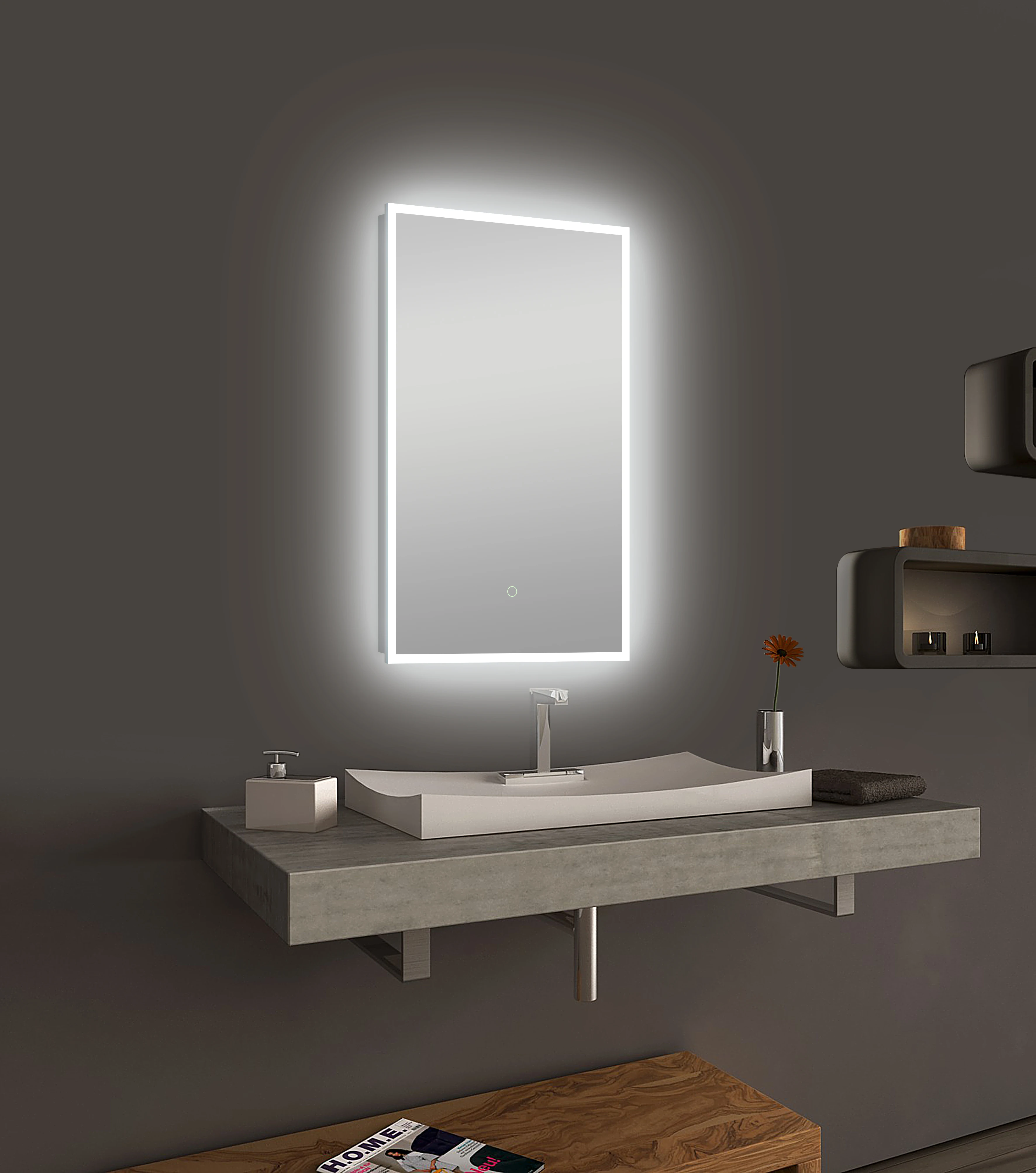 Horizontal and vertical hanging wall mounted mirrors modern bathroom furniture rectangle shaped LED smart mirror
