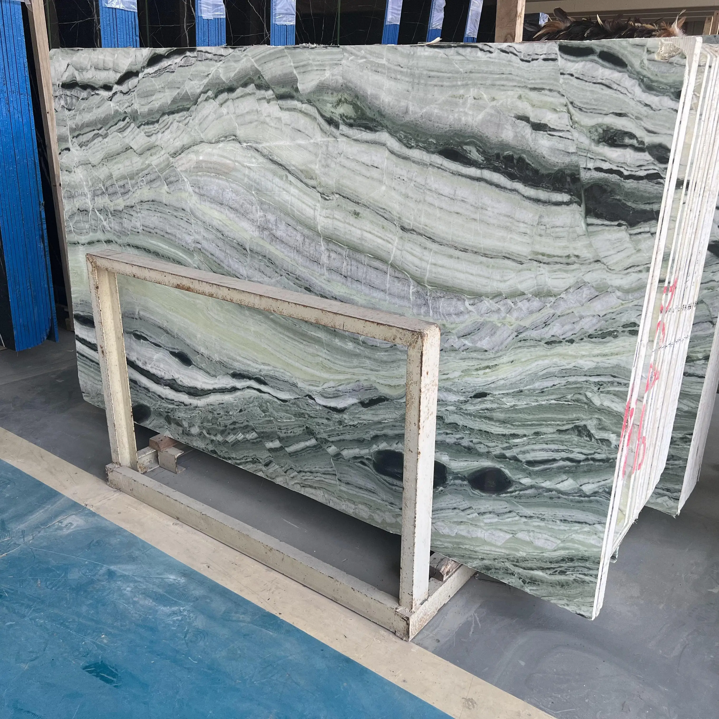 product luxury china green marble slabs for background wall design light green marble slab for countertop-1