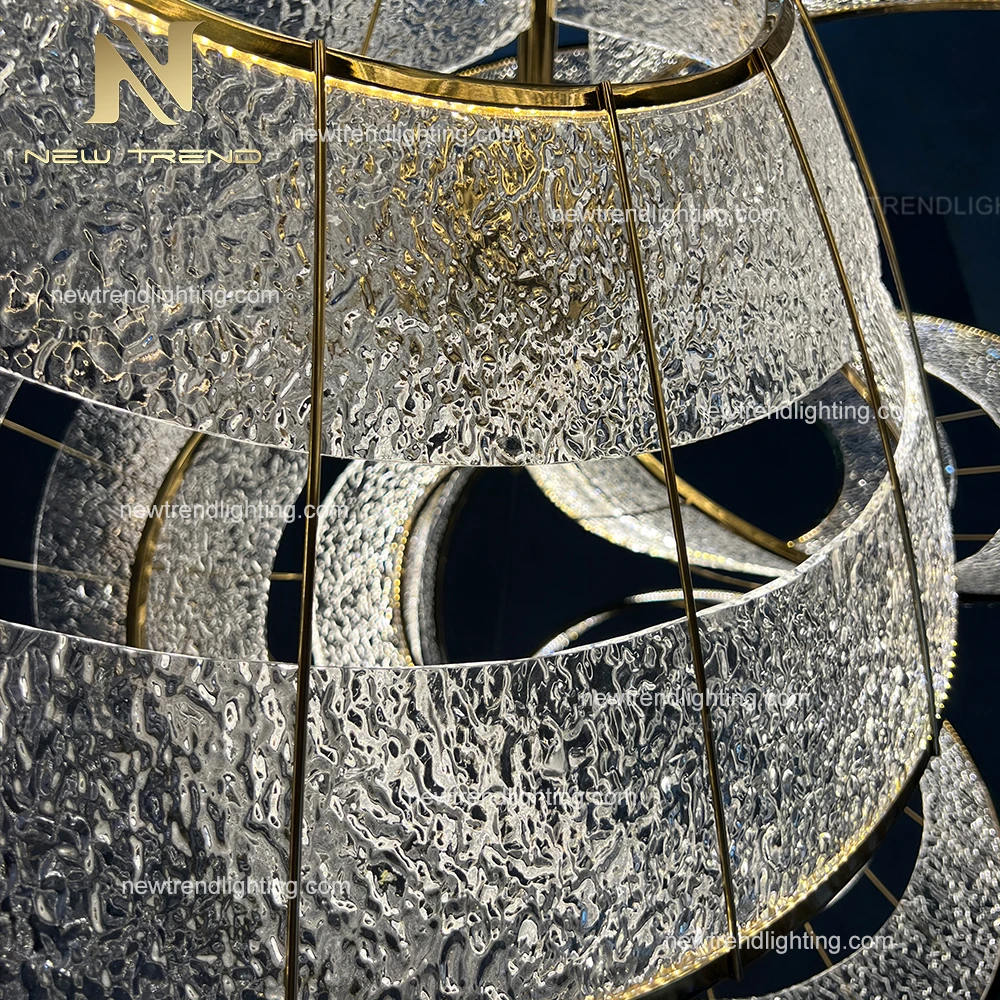 cpl-488Modern Fluid Spiral Ribbon Chandelier – Custom Oversized LED Sculpture Light for Hotel Atrium & Lobby