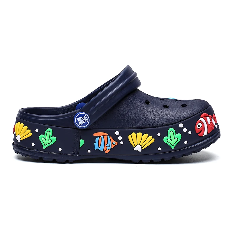 Симпатичные сабо из ЭВА для детей, повседневная обувь для сада, Нескользящие пляжные сандалии на толстой подошве для мальчиков и девочек, для малышей