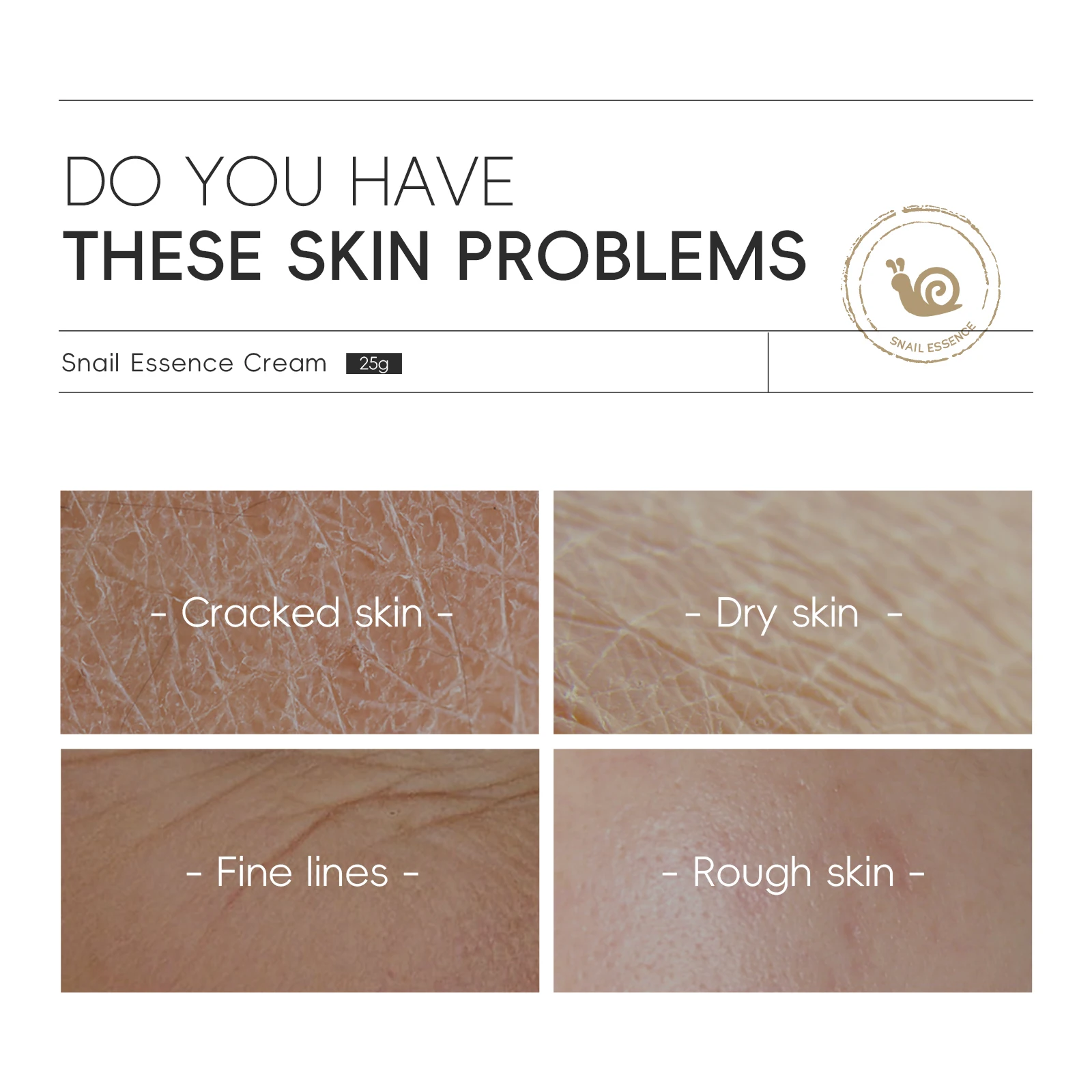 Low Moq Private Label Snail White Cream Mucin Advanced Snail Mucin Power Essence Wholesale Face Snail Cream 25g