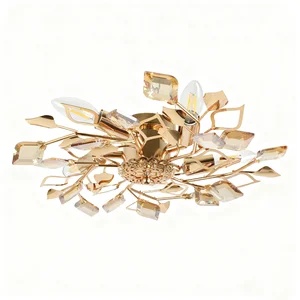 JACKSUN Retro Gold Crystal Petal-Shaped Ceiling Pendant Light Vintage Luxury Firework E14 Crystal Chandelier