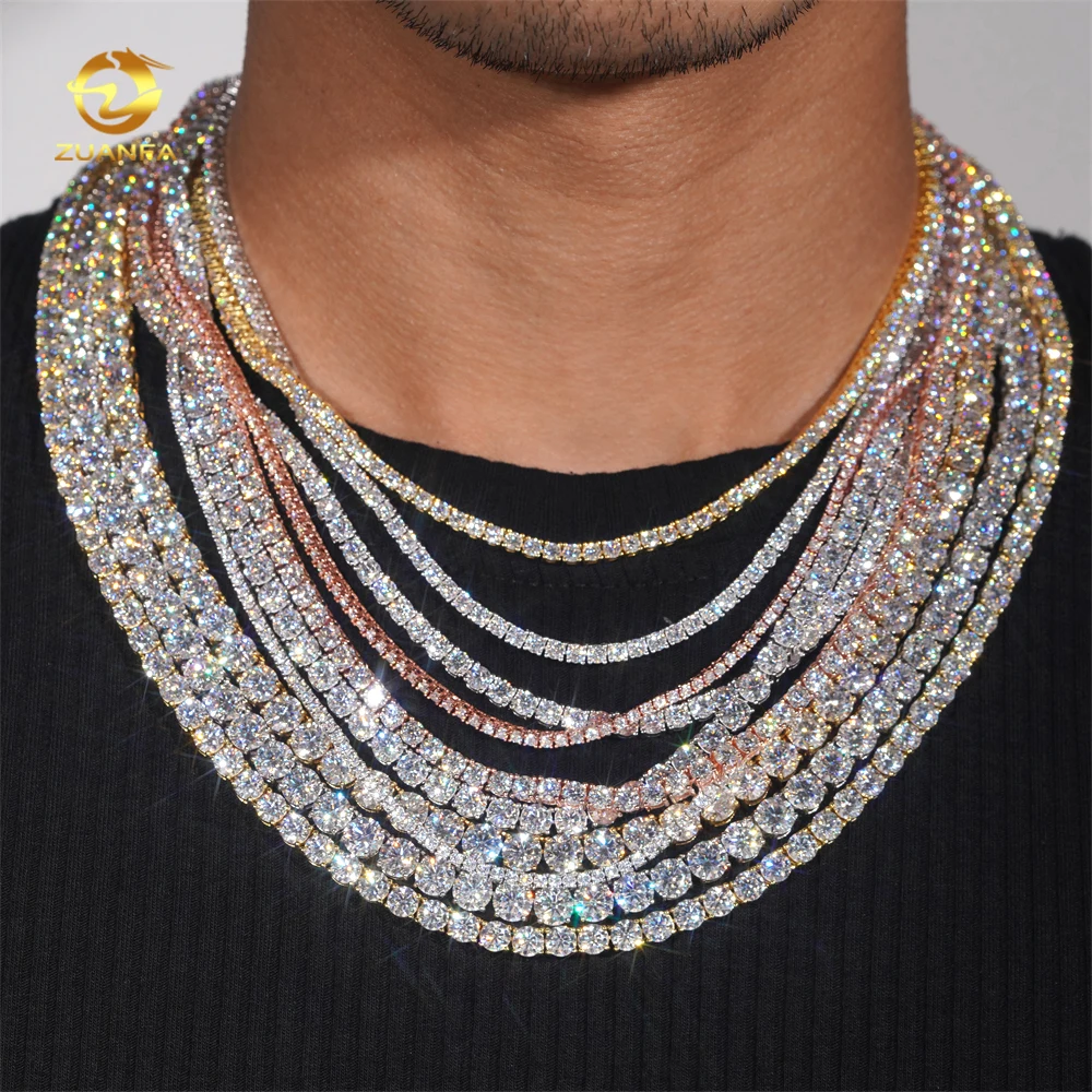 Glitter ICE ネックレス (45cm・19mm) HIPHOP Hip Hop Iced Out 6mm Cubic Zirconia Ice Cube Tennis Chain