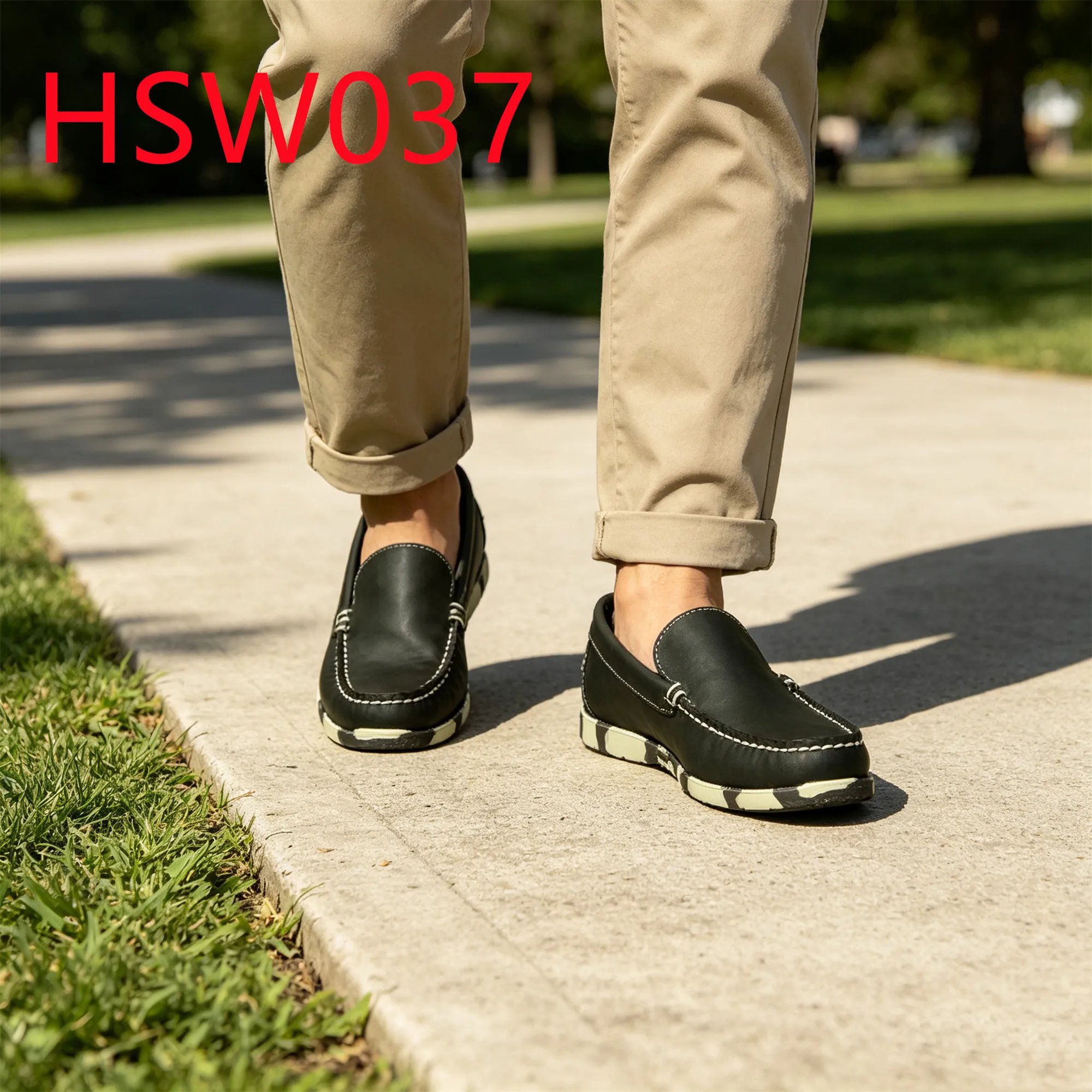 HY,Idle Time Colorful Rubber Sole Pull on Hua Singh Moccasin Shoes Lowest MOQ No Blisters Kids&adult Green Boat Shoes HSW037