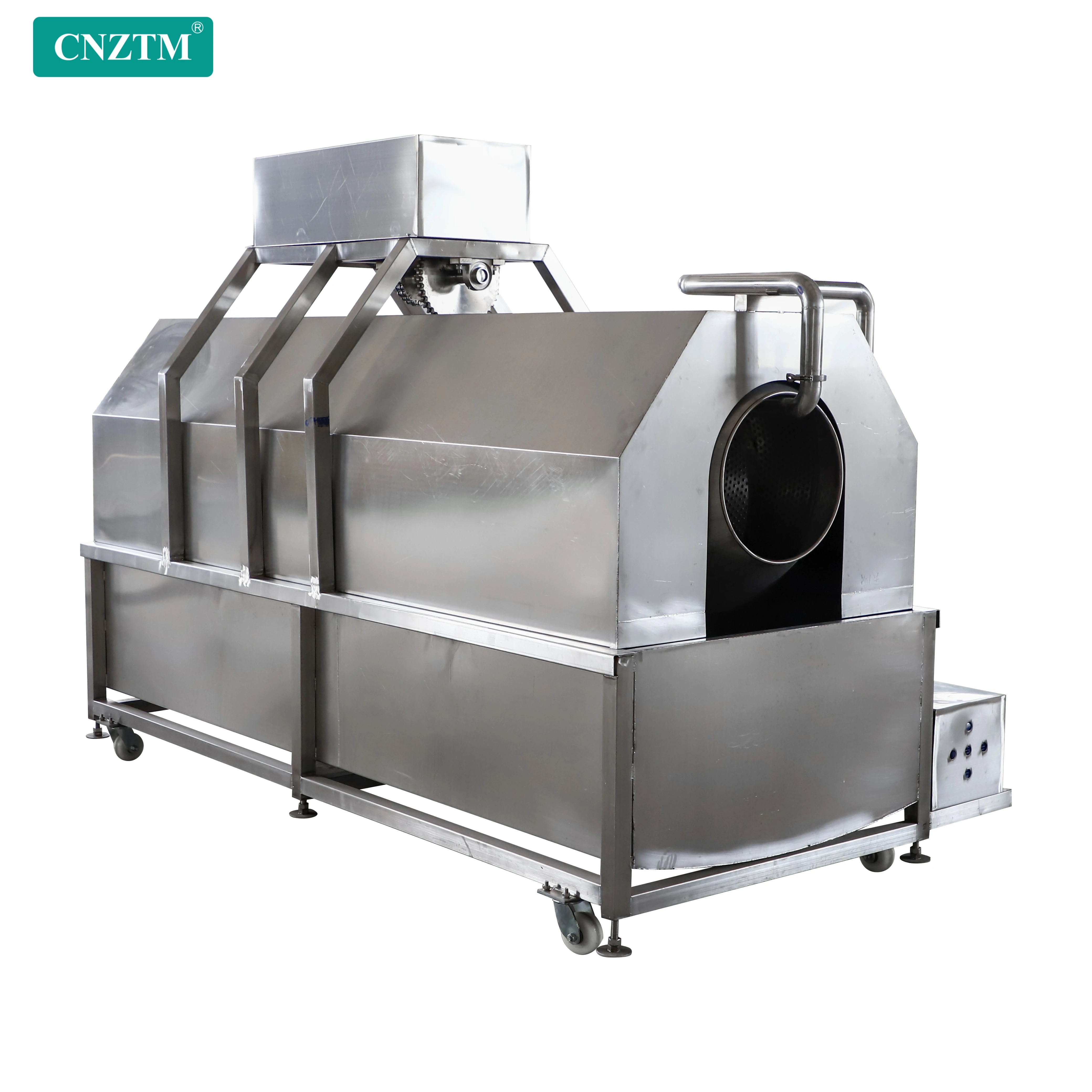 1000kg Automatic Water Jet Root Vegetable and Fruit Drum Washing Cleaning Machine Ginger Carrot Tuber Herbs Drum Washer Cleaner