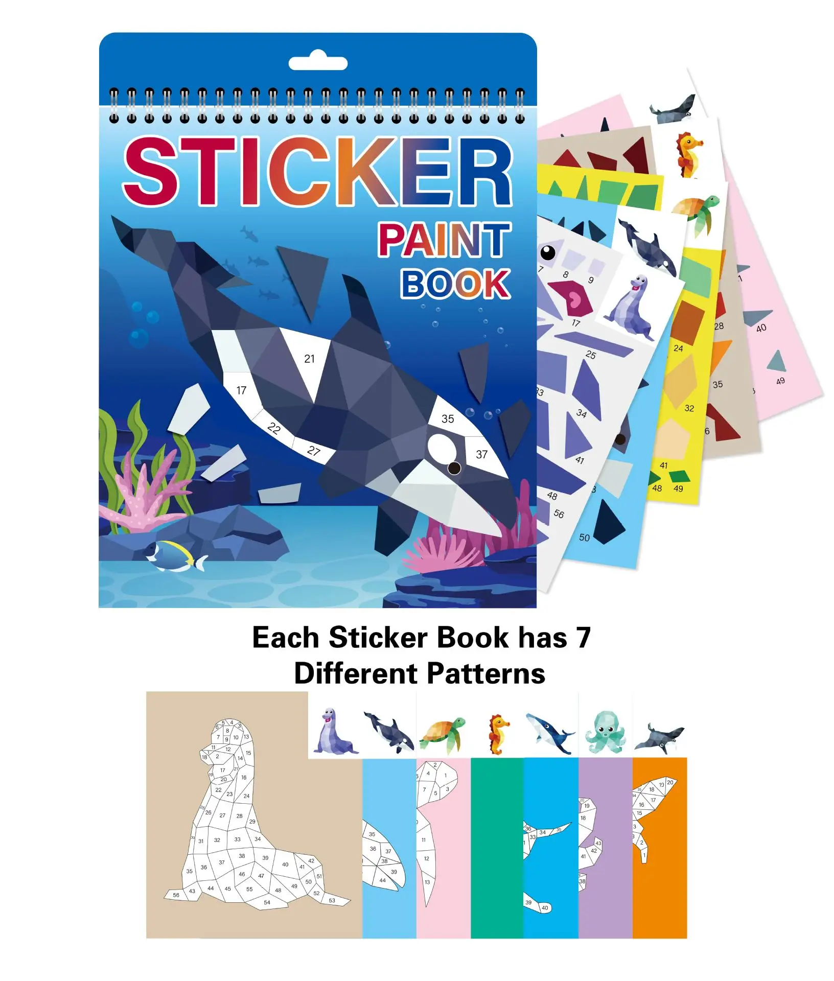 product custom digital printing childrens diy paint gift travel toy mosaic collage cartoon hardcover focus coil sticker book by number-3