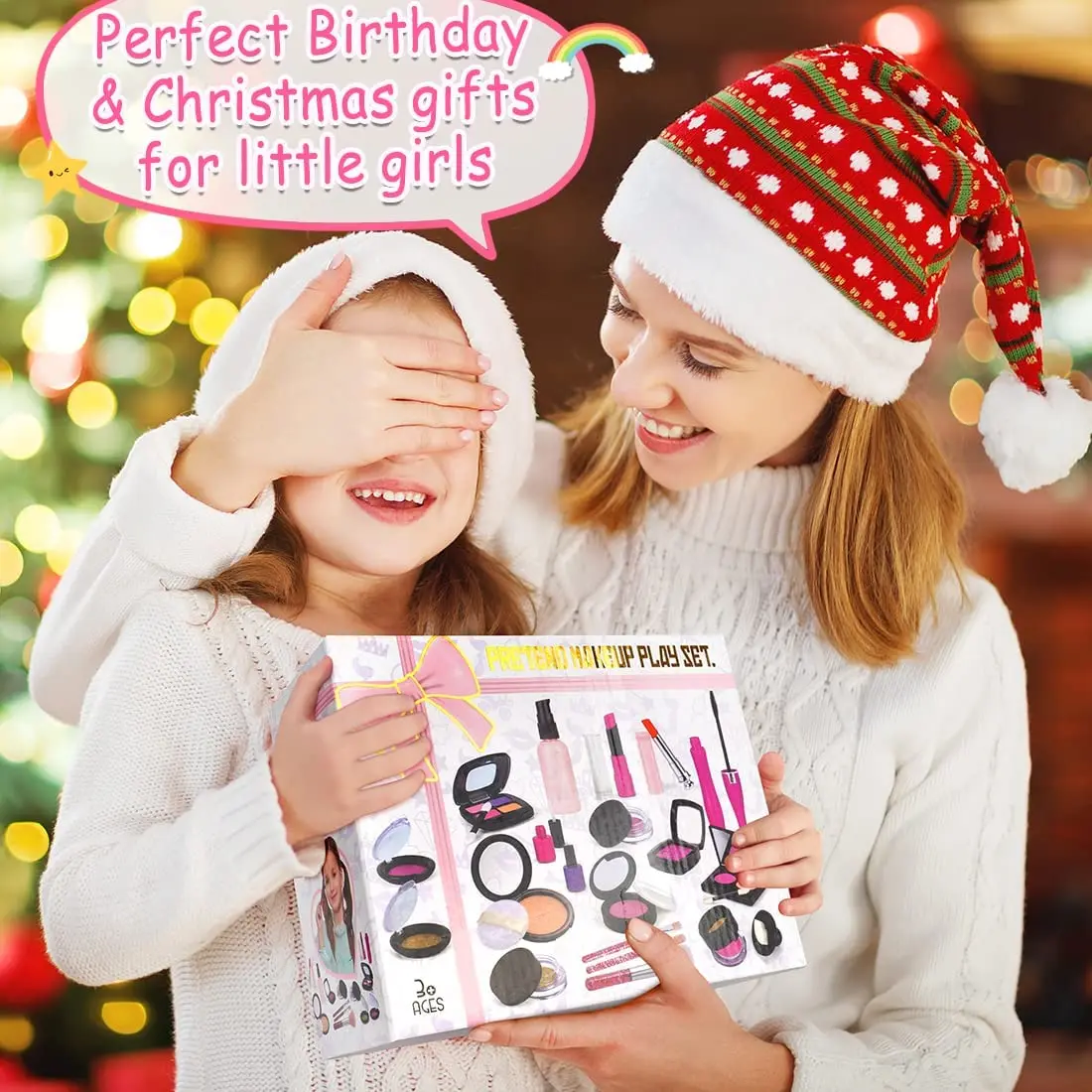 Комплект для макияжа для девочек, детский набор для макияжа, игрушки для макияжа малышей с косметичкой для игр на день рождения